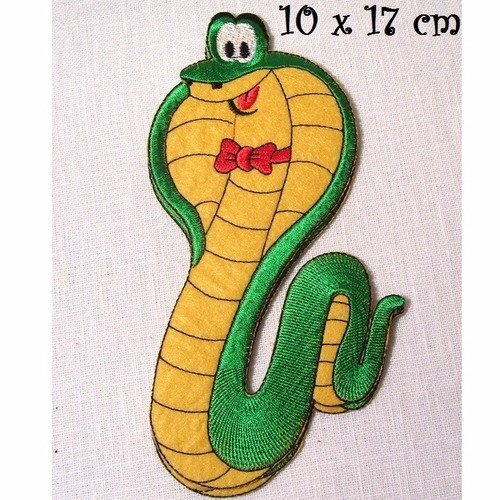 Applique patch écusson thermocollant ** 10 x 17 cm ** serpent humoristique cobra - applique à repasser