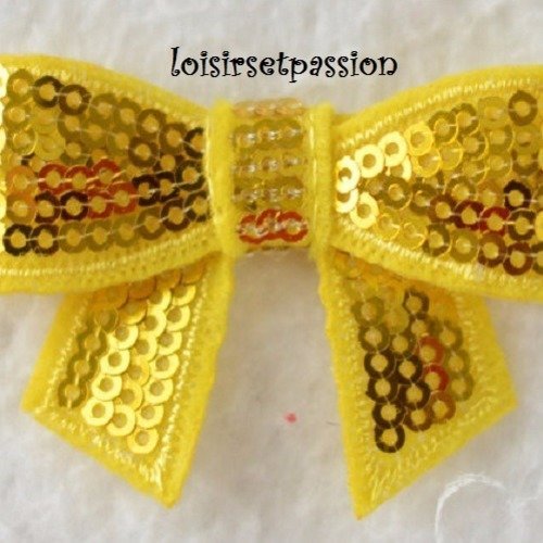 N°00 / jaune or - noeud sequin ** 5 x 4 cm ** applique scintillante - vêtements, accessoires, barrettes, fêtes