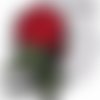 C5636 - fleur rose rouge ** 7 x 10 cm ** applique écusson patch brodé thermocollant