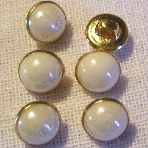 Bouton perle boule nacré cercle doré / ivoire ** 10 mm ** vendu à l'unité - couture perle bijoux - b06