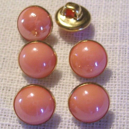 Bouton perle boule nacré cercle doré / vieux rose clair ** 10 mm ** vendu à l'unité - couture perle bijoux - b06