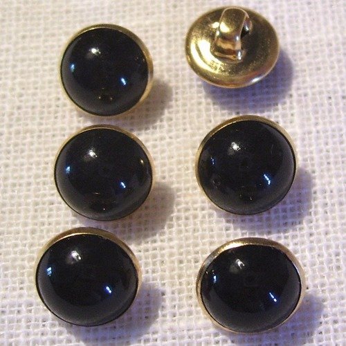 Bouton perle boule nacré cercle doré / noir ** 10 mm ** vendu à l'unité - couture perle bijoux - b06