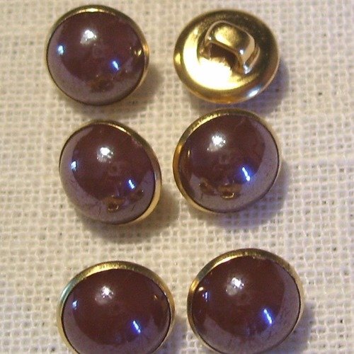 Bouton perle boule nacré cercle doré / marron glacé ** 10 mm ** vendu à l'unité - couture perle bijoux - b06