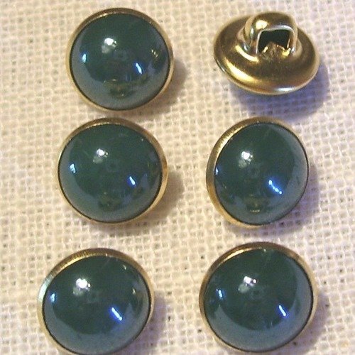 Bouton perle boule nacré cercle doré / vert canard ** 10 mm ** vendu à l'unité - couture perle bijoux - b06