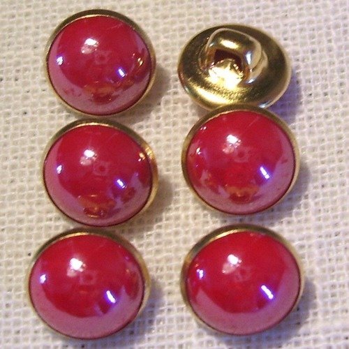 Bouton perle boule nacré cercle doré  / rouge ** 10 mm ** vendu à l'unité - couture perle bijoux - b06