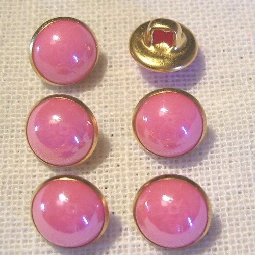 Bouton perle boule nacré cercle doré / rose ** 10 mm ** vendu à l'unité - couture perle bijoux - b06