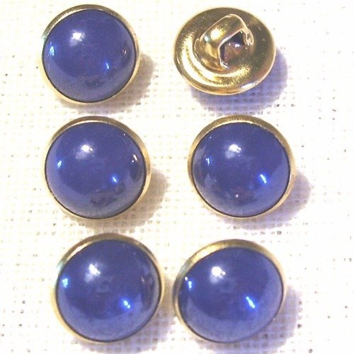 Bouton perle boule nacré cercle doré / bleu roi ** 10 mm ** vendu à l'unité - couture perle bijoux - b06