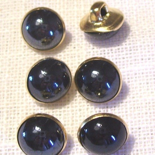 Bouton perle boule nacré cercle doré / gris anthracite ** 10 mm ** vendu à l'unité - couture perle bijoux - b06