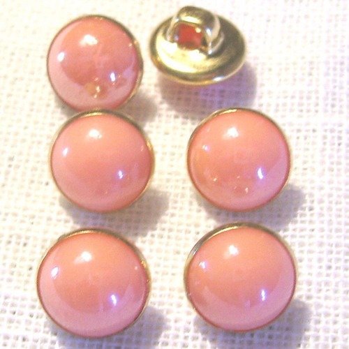 Bouton perle boule nacré cercle doré / rose poudré ** 10 mm ** vendu à l'unité - couture perle bijoux - b06