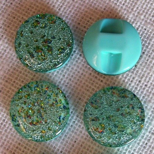 B05 ** 13 mm ** bleu vert de gris - bouton demi boule cristaux brillants - vendu à l'unité -  couture perle bijoux