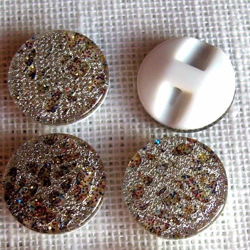 B05 ** 13 mm ** blanc argenté - bouton demi boule cristaux brillants - vendu à l'unité -  couture perle bijoux