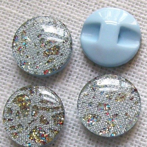 B05 ** 13 mm ** gris bleuté - bouton demi boule cristaux brillants - vendu à l'unité -  couture perle bijoux