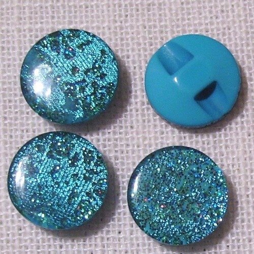 B05 ** 13 mm ** turquoise - bouton demi boule cristaux brillants - vendu à l'unité -  couture perle bijoux