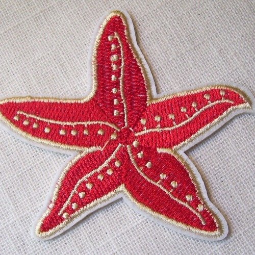 Écusson patch thermocollant ** 7 x 7 cm ** étoile des mer / rouge - applique à repasser