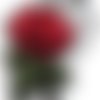 C2330 - tige fleur rouge ** 5 x 7 cm ** applique écusson patch brodé thermocollant