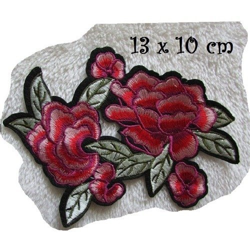 C5351 - bouquet de fleur ** 13 x 10 cm ** écusson patch brodé thermocollant - applique à repasser