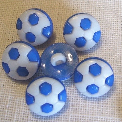 B20 / bleu roi ** 13 mm ** ballon de foot - bouton boule tige plastique - vendu à l'unité -  couture
