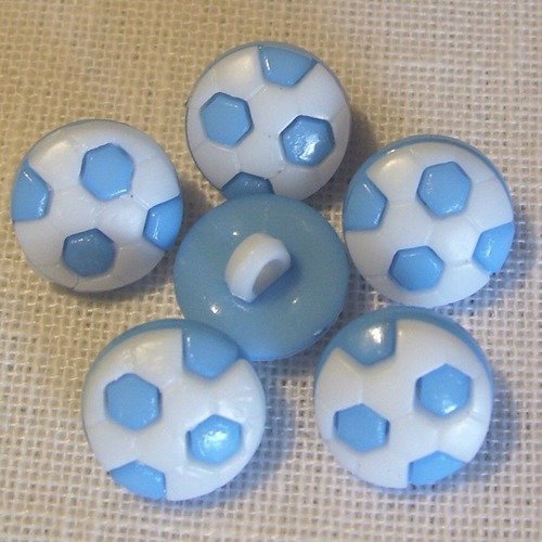 B20 / bleu ciel ** 13 mm ** ballon de foot - bouton boule tige plastique - vendu à l'unité -  couture