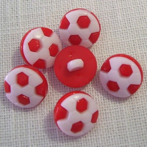 B20 / rouge ** 13 mm ** ballon de foot - bouton boule tige plastique - vendu à l'unité -  couture