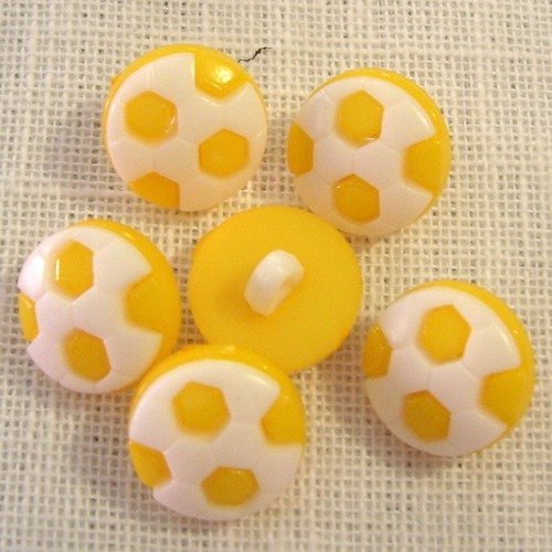 B20 / jaune tournesol ** 13 mm ** ballon de foot - bouton boule tige plastique - vendu à l'unité -  couture