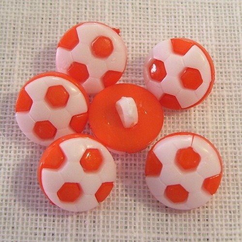 B20 /  orange ** 13 mm ** ballon de foot - bouton boule tige plastique - vendu à l'unité -  couture