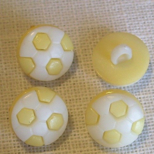 B20 / jaune pâle ** 13 mm ** ballon de foot - bouton boule tige plastique - vendu à l'unité -  couture