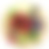 Réf 23/002 ** 23 mm **  bouton rond bois vernis décoré - fleurs - couture tricot