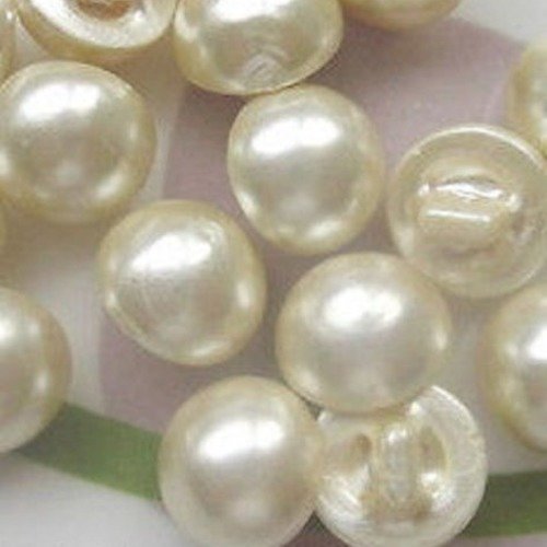Bouton perle champignon demi boule sur tige - b01 bis / blanc nacré ** 10 mm ** vendu à l'unité