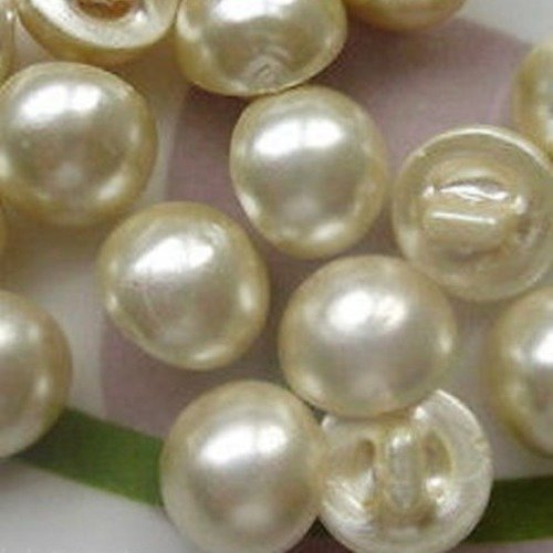 Bouton perle champignon demi boule sur tige - b01 bis / ivoire ** 10 mm ** vendu à l'unité