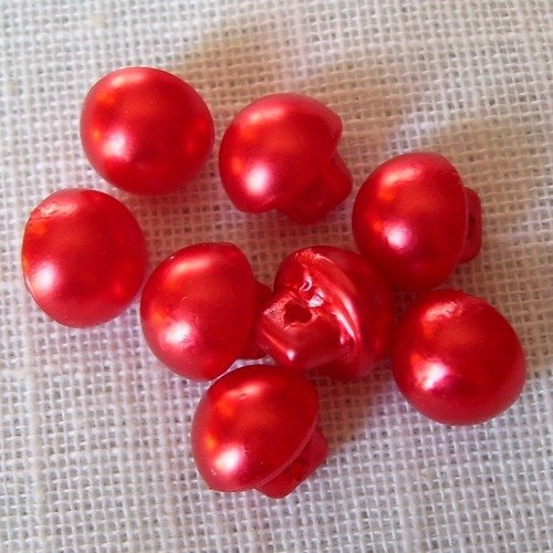 Bouton perle champignon demi boule sur tige - b01 bis / rouge ** 10 mm ** vendu à l'unité