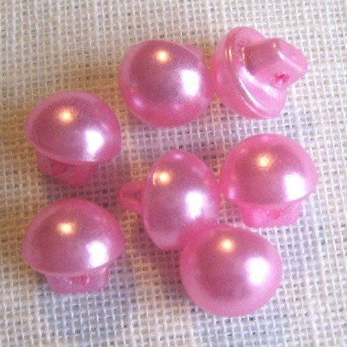 Bouton perle champignon demi boule sur tige - b01 bis / rose ** 10 mm ** vendu à l'unité