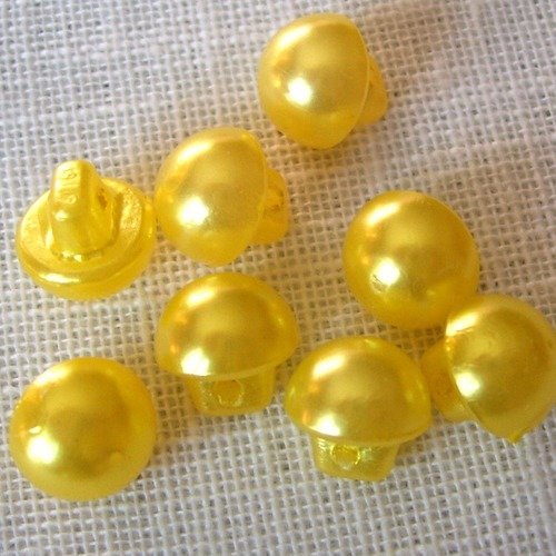 Bouton perle champignon demi boule sur tige - b01 bis / jaune ** 10 mm ** vendu à l'unité