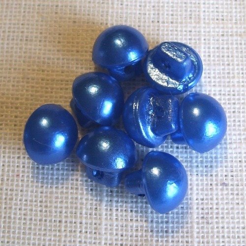 Bouton perle champignon demi boule sur tige - b01 bis / bleu roi  ** 10 mm ** vendu à l'unité