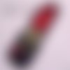 Écusson patch brodé thermocollant ** 2,5 x 7 cm ** rouge à lèvres marine doré - applique à repasser