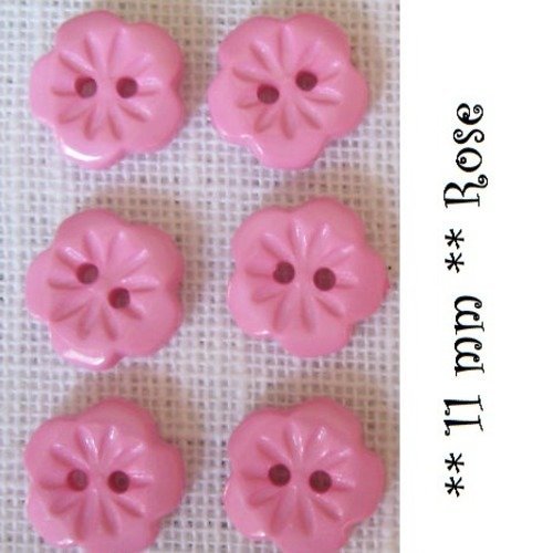 B07 / rose ** 11 mm ** petit bouton rond fleur - vendu à l'unité -  couture layette bébé scrapbooking