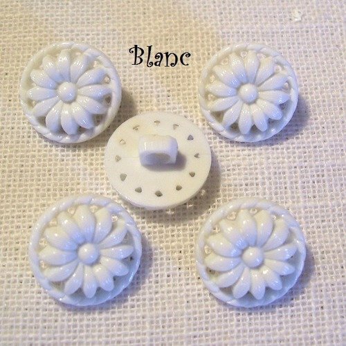 B10 / blanc ** 15 mm ** bouton tige / fleur soleil tournesol - vendu à l'unité - tricot couture 