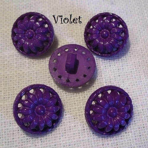 B10 / violet ** 15 mm ** bouton tige / fleur soleil tournesol - vendu à l'unité - tricot couture 