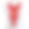 Cd135 / rouge ** 20 x 53 cm ** col dentelle plastron guipure - applique à coudre