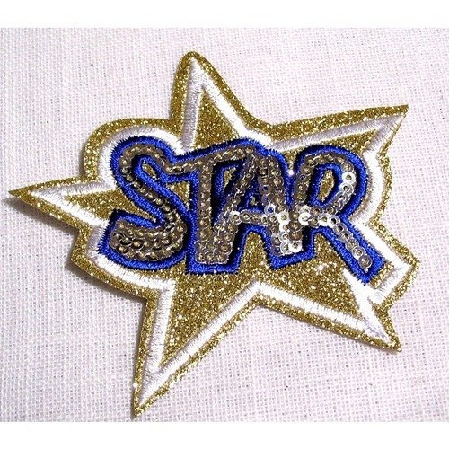 Écusson patch brodé thermocollant ** 9 x 8 cm ** étoile star paillette sequin - applique à repasser