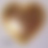 Écusson patch brodé thermocollant ** 7 x 7 cm ** coeur sequin valentin / jaune - applique à repasser