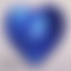 Écusson patch brodé thermocollant ** 7 x 7 cm ** coeur sequin valentin / bleu roi - applique à repasser
