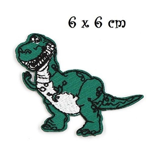 ÉCUSSON PATCH Dinosaure vert ** 6 x 6 cm ** Applique brodée thermocollante