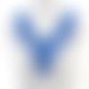 Cd139 / bleu - col dentelle plastron fleur brodée + perles ** 32 x 32 cm ** applique à coudre