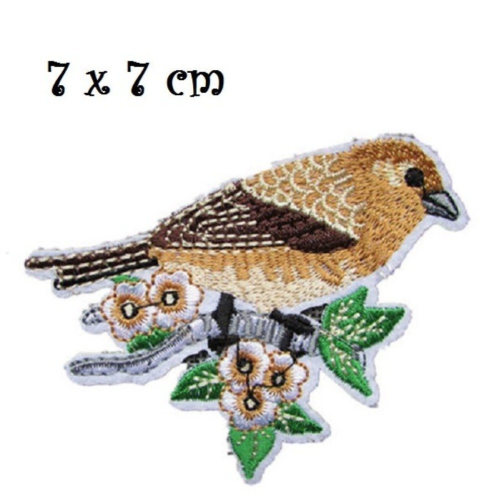 Grand Écusson patch brodé thermocollant - Couple Oiseau perroquet sur  branche fleurie ** 27 x 26 cm ** Applique à repasser