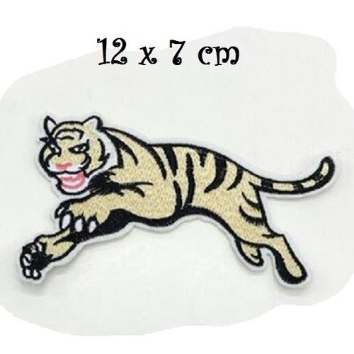Écusson patch - tigre panthère ** petit : 12 x 7 cm ** applique brodée thermocollante