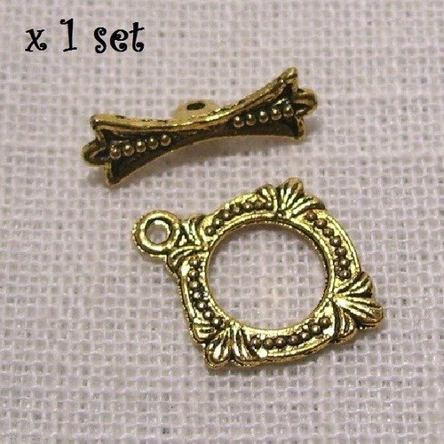 Fermoir toggle rond fleur lys doré ** 15 x 18 mm ** quantité au choix - ft04