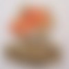 Patch écusson thermocollant - ourson beige casquette orange ** 7 x 8 cm ** applique à repasser