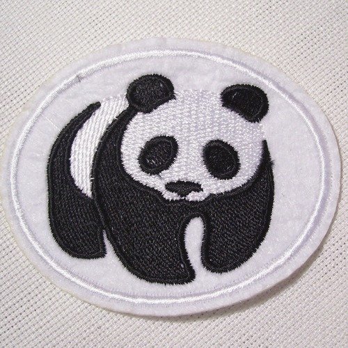 OURSON PANDA Éponge bouclette ** 8 x 9 cm ** Applique à coudre ÉCUSSON PATCH