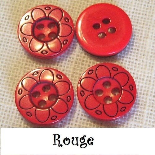 B12 / rouge ** 12,5 mm **  bouton fleur rosace rond en résine - vendu à l'unité -  couture layette bébé scrapbooking