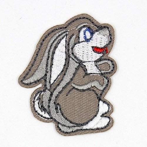 Écusson patch - petit lapin lièvre ** 4 x 5 cm ** applique brodée thermocollante